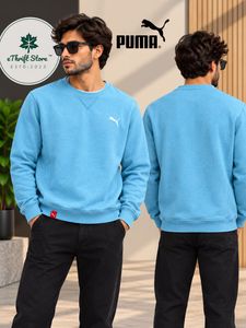 Puma Blue Crewneck Cotton Sweatshirt