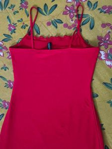 Red Mini H&amp;M Bodycon Dress with Ruffle Trim