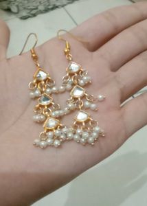 Elegant Pearl &amp; Kundan Earrings