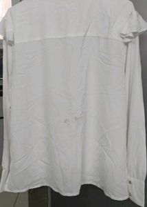 Chic White Ruffle Front Top of westside brand
