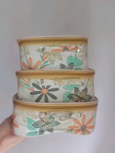 Set of 3 Floral Makeup Bags