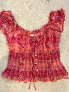 Ruffled Plaid Cottagecore Top