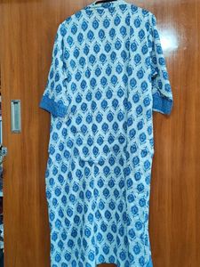 Blue &amp; White Printed Kurta