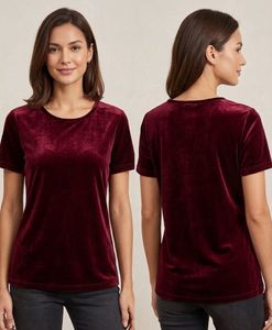 Velvet T-Shirt - Burgundy