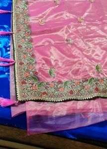 Elegant Pink Embroidered Saree