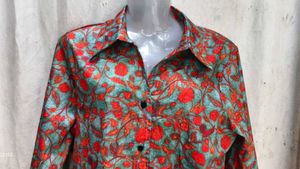 Boho Floral Print Button-Up Shirt
