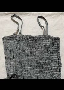 Chic Grey Smocked Tiered Mini Dress