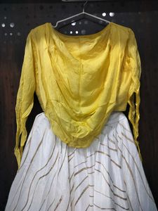 Elegant Yellow and White Lehenga Choli Set