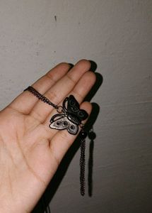 Black Butterfly Tassel Necklace
