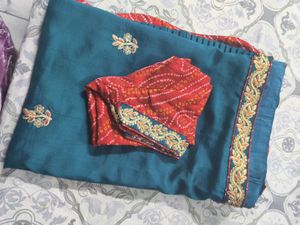 Teal Saree with Embellished Border