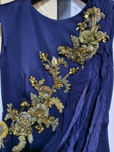 Elegant Indo- western  Navy Blue Embellished Gown