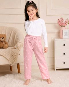 Girls Pink Heart Print Winter Pajama | Soft Fleece