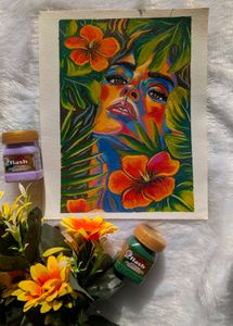 Vibrant Floral Portrait Canvas sheet Art Painting