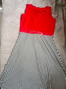 Red & Striped Fit and Flare Dress