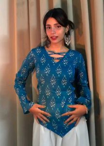 Stylish Blue Printed Kurti