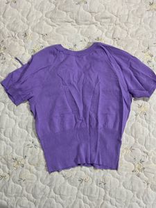 Purple Ruched V-Neck Top