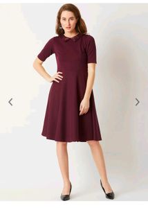 Wine Red Flared Dress