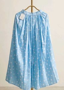 Light Blue Polka Dot Maxi Skirt