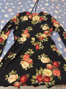 Black Floral Print Dress