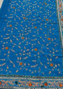 Beautiful Blue Embroidered Saree