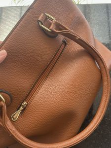 Classic Brown Faux Leather Handbag
