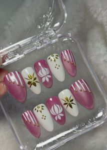 Pink Shimmer & White Lotus Festive Nai