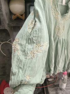 Embroidered Mint Green Kurta