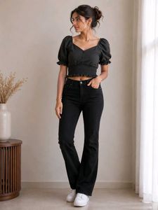 Stylish Puff Sleeve Smocked Top- 40 Bust