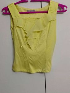 Yellow Ruffled Sleeveless Top