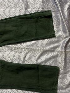 Dark Green Straight Leg Jeans