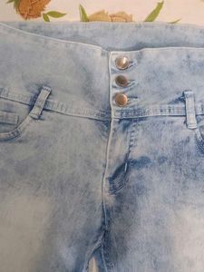 Light Wash Ripped Denim Shorts