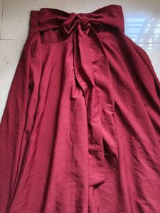 Elegant Red Maxi Skirt with Bow