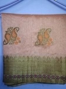 Peach Printed Saree with blouse
