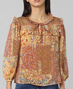 Boho Print Sheer Blouse