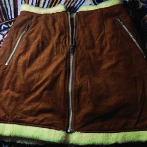 Fur Brown Mini Skirt