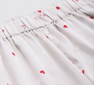 Satin Heart Print Pajama Set