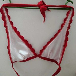 Red Scalloped Bikini Top