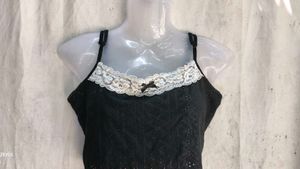 Cute Black Lace Trim Crop Top