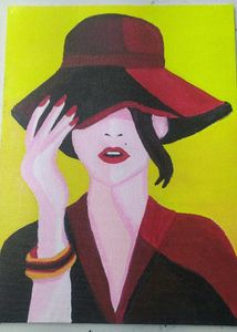 Acrylic Painting Of Girl On Canvas