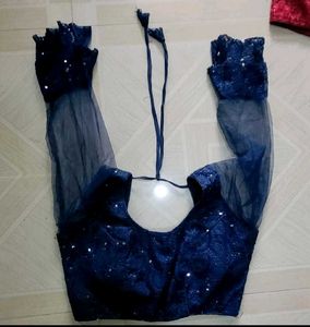 set 2 Maroon Sequin Blouse with Net Sleeves