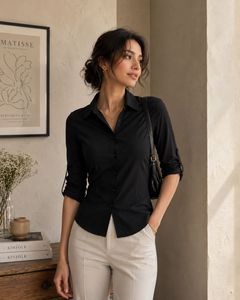 Black Solid Shirt For Women