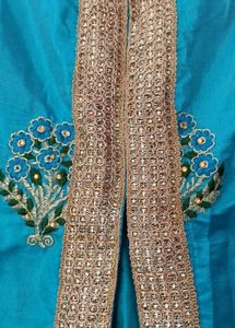 Beautiful Teal Kurta with Gold Embellishments