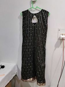 Black Party Wear Banarasi Kurti.