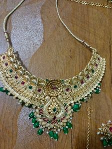 Gold With Green Drop Bridal Jewellery Set