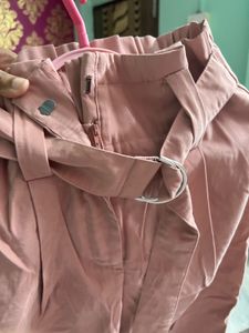 Zara Dusty Pink Ankle length Belted Trousers