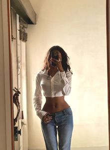 White Cropped Button-Up Shirt