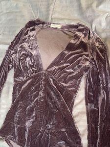 Velvet Plunge Neck Bodysuit