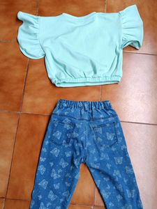 Cute Girls Butterfly Jeans &amp; Top Set