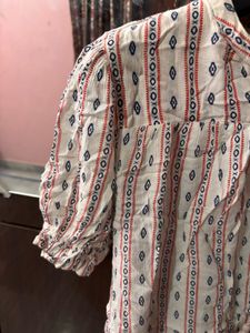 Boho Print Tie-Front Cropped Top