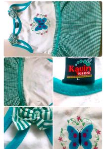 Kavin Kids Green & White Butterfly Top